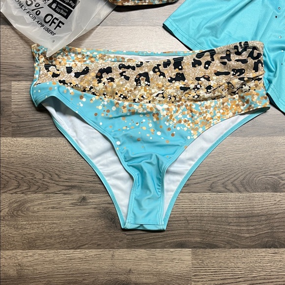 Bellelily Women’s XXL Leopard and Turquoise Bikini Bottom swimsuit NEW - Picture 2 of 5